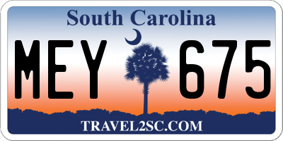 SC license plate MEY675
