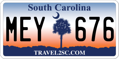 SC license plate MEY676