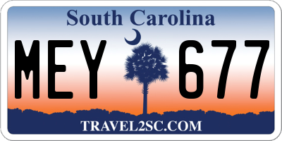 SC license plate MEY677