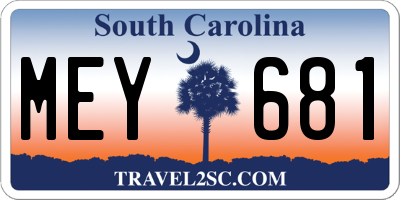 SC license plate MEY681