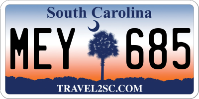 SC license plate MEY685