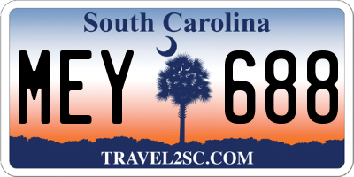 SC license plate MEY688