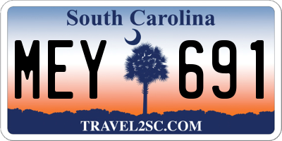 SC license plate MEY691