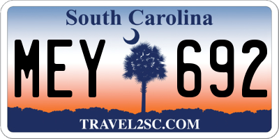 SC license plate MEY692