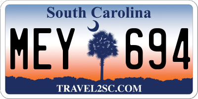 SC license plate MEY694