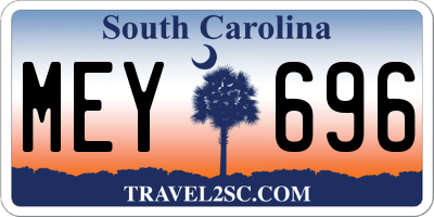 SC license plate MEY696
