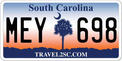 SC license plate MEY698