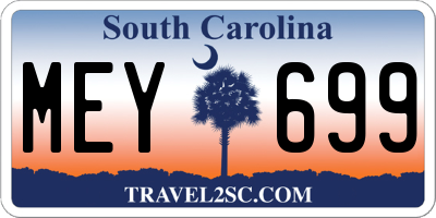SC license plate MEY699