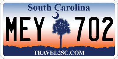 SC license plate MEY702