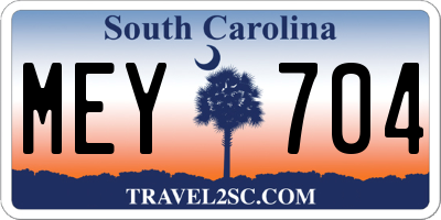 SC license plate MEY704