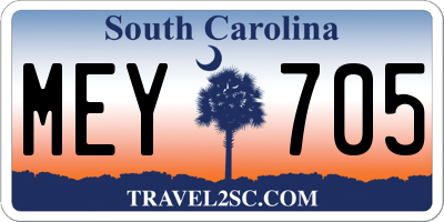 SC license plate MEY705