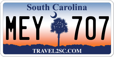 SC license plate MEY707