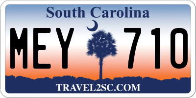 SC license plate MEY710