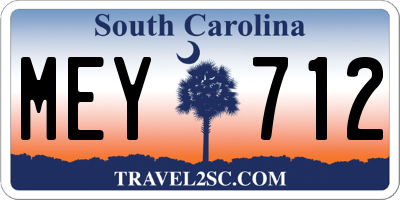 SC license plate MEY712
