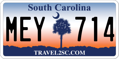 SC license plate MEY714