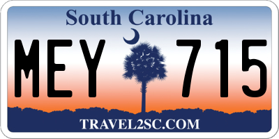 SC license plate MEY715