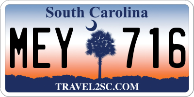 SC license plate MEY716