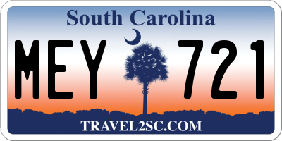 SC license plate MEY721