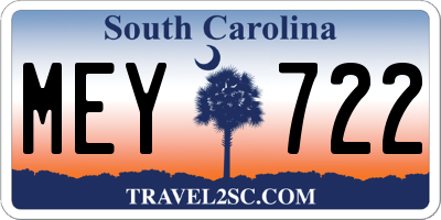 SC license plate MEY722