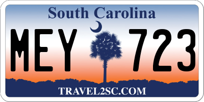 SC license plate MEY723