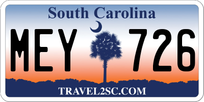 SC license plate MEY726