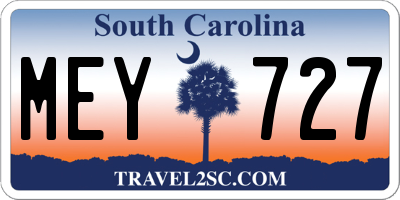SC license plate MEY727