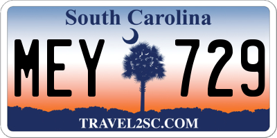 SC license plate MEY729