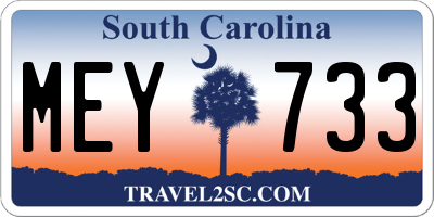 SC license plate MEY733
