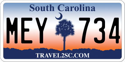 SC license plate MEY734