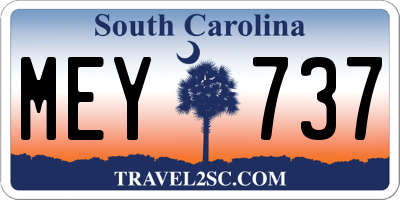 SC license plate MEY737