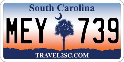 SC license plate MEY739
