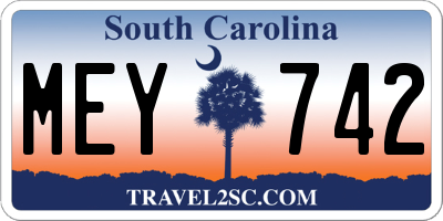 SC license plate MEY742