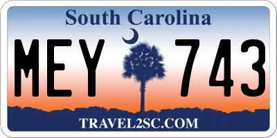 SC license plate MEY743