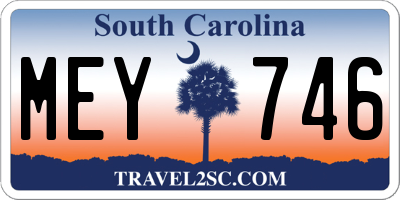 SC license plate MEY746