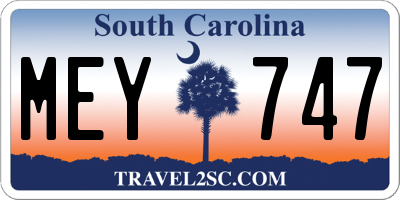 SC license plate MEY747
