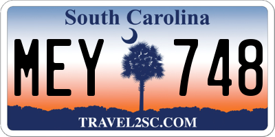 SC license plate MEY748