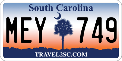 SC license plate MEY749