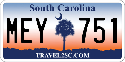 SC license plate MEY751
