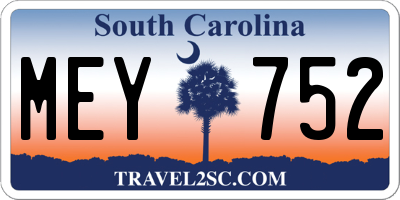 SC license plate MEY752