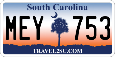 SC license plate MEY753