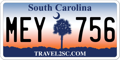 SC license plate MEY756