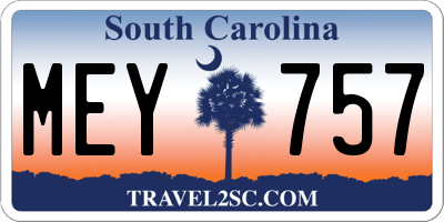 SC license plate MEY757