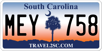 SC license plate MEY758