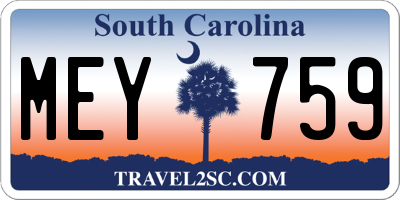 SC license plate MEY759