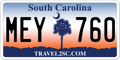 SC license plate MEY760
