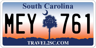 SC license plate MEY761