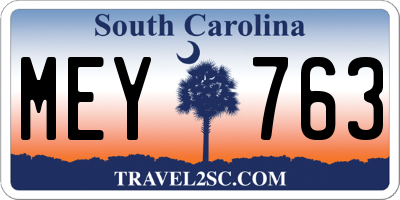 SC license plate MEY763