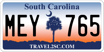 SC license plate MEY765