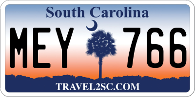 SC license plate MEY766