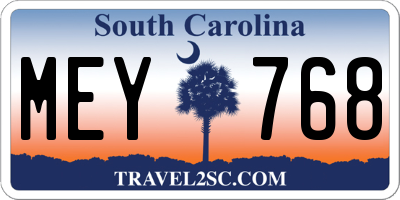 SC license plate MEY768